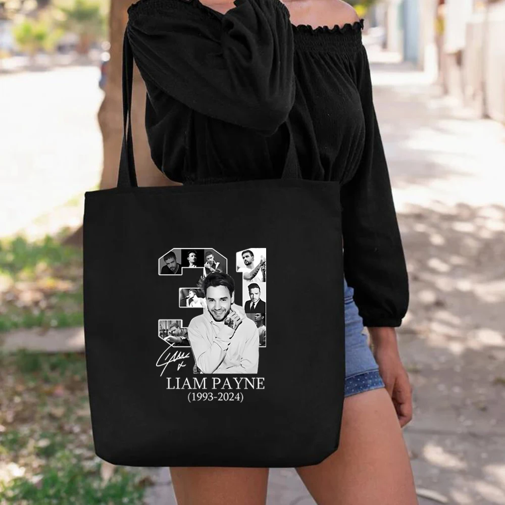 Liam Payne Tribute tote bag 1993-2024 RIP 31 Merch Fans Gift Canvas Shoulder Bag Large Capacity Shopping Bag Reusable