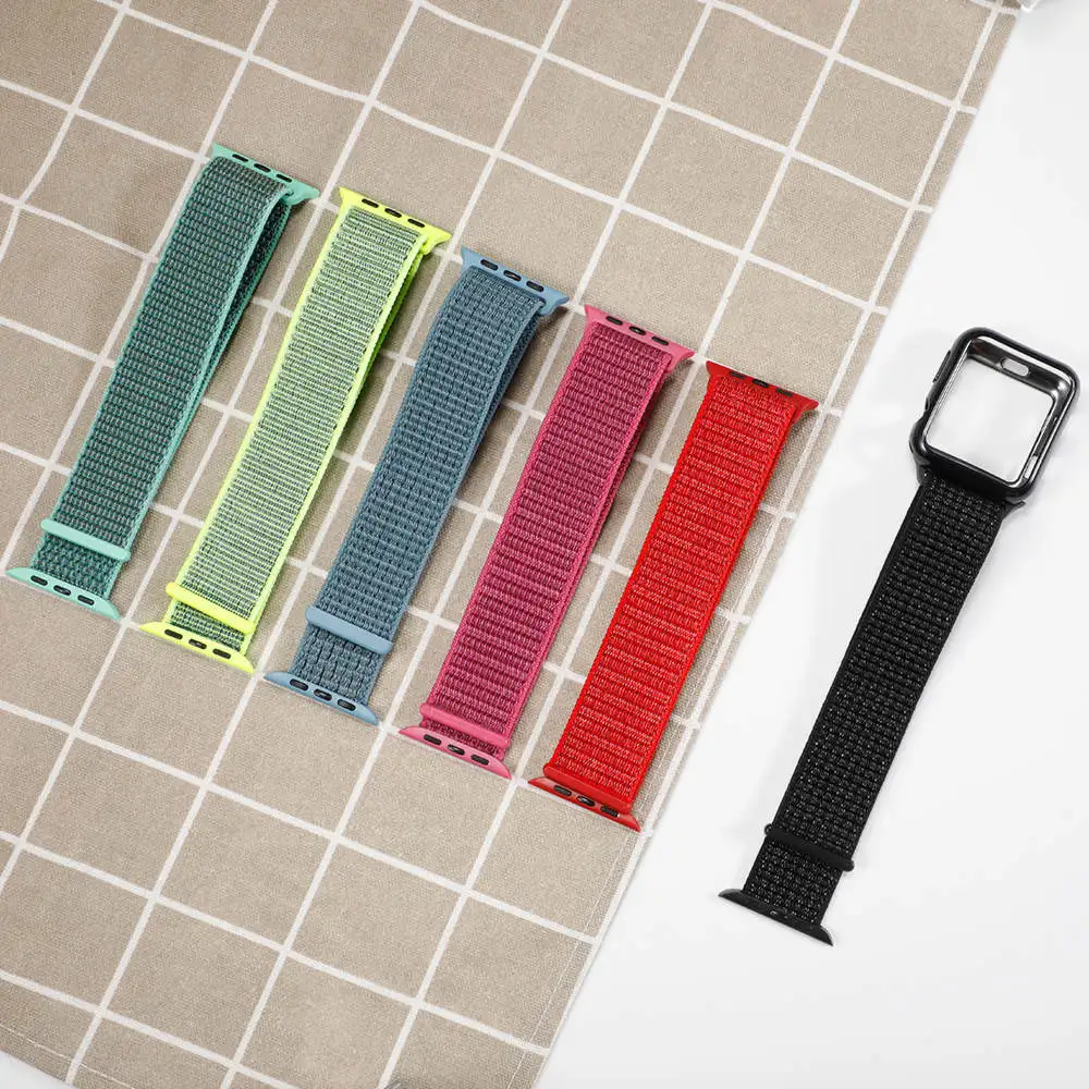 Ремешок и аксессуары для Apple watch band 45 мм 41 мм 44 мм 40 мм 42 мм 38 мм, защитная пленка, нейлоновый браслет-петля для iWatch series 9 8 7 6 5 4 3 SE