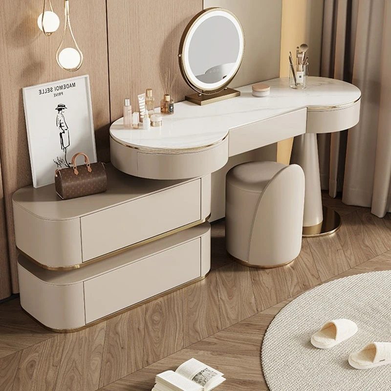 Luxury Makeup Dressing Table Stool Modern Bedside Study Storage Shelf Vanity Table Corner Computer Penteadeira Trendy Furniture