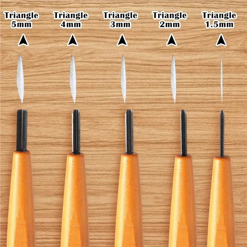 AFOURT-15 Pcs Carving Tools Set - Triangular Linoleum & Wood Carving Knifes Chisel V Shaped Tools For Linocut Printmaking