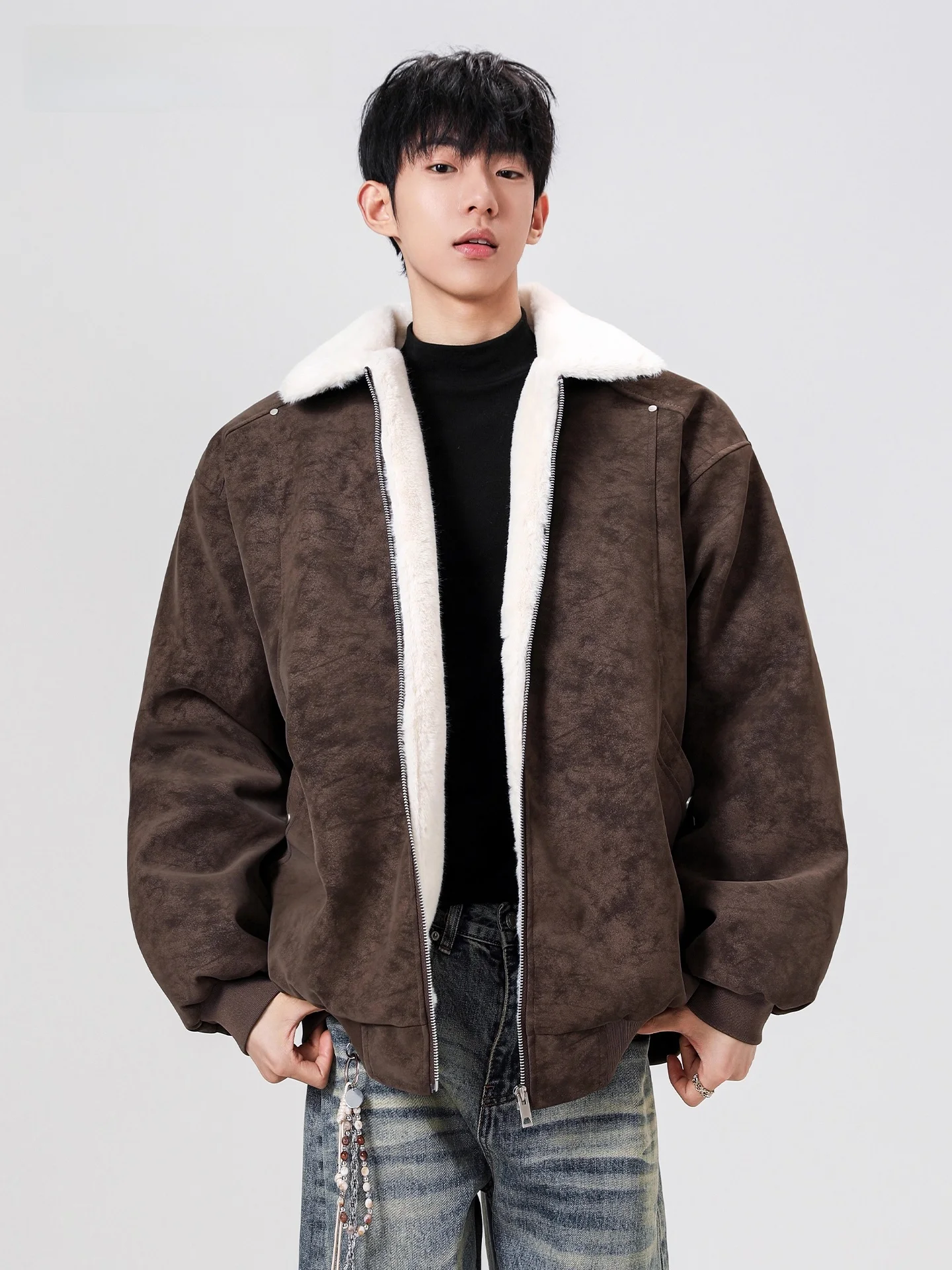 

Genio Lamode, модная брендовая рабочая одежда с воротником из кроличьего меха, хлопковая куртка, осенне-зимнее мужское пальто Haome