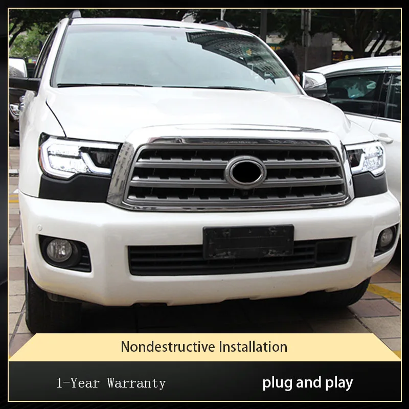 Автомобильные фары для Tundra Sequoia 2007-2013, обновленный светодиодный модифицированный динамический DRL объектив проектора, аксессуары для фар