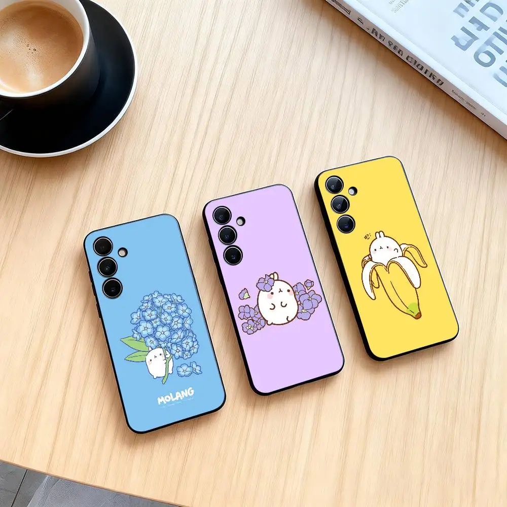 Cute Molang  Phone Case For Samsung Galaxy A73,A72,A71,A70,A53,A52,A51,Soft Silicone Black Cover