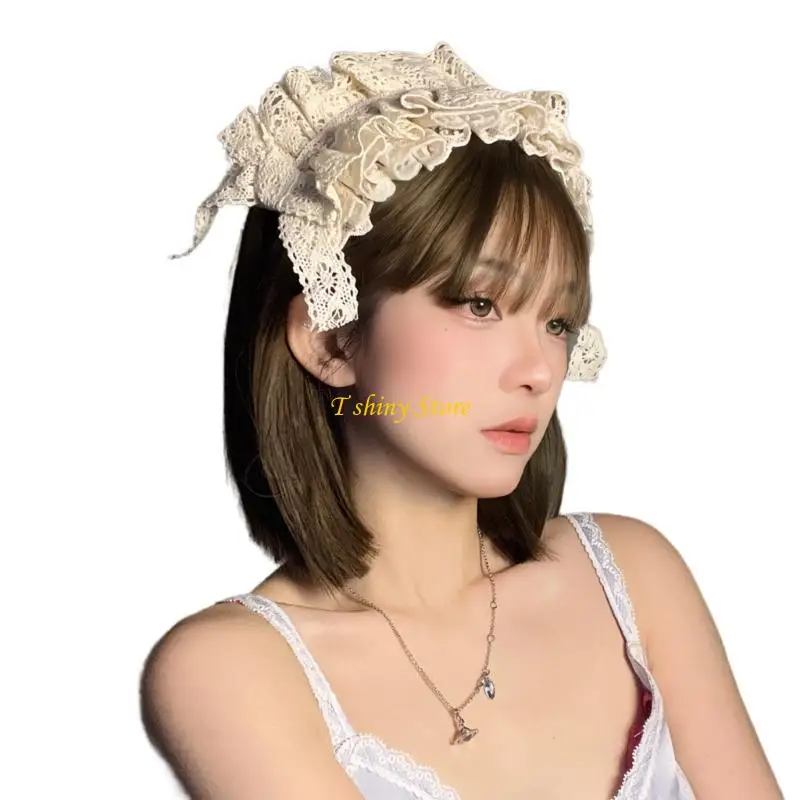 N58F Delicate Lolitas  Styles Lace Headwear Romantics Hairband Theme Party Headpiece