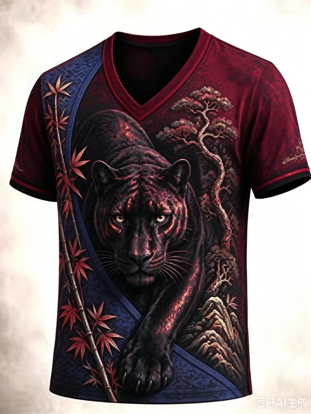 Jungle Leopard Pattern  3D Printed Casual Street Punk Outdoor Fitness Men Plus-size V-neck T-shirt Large Size parent-child Cloth