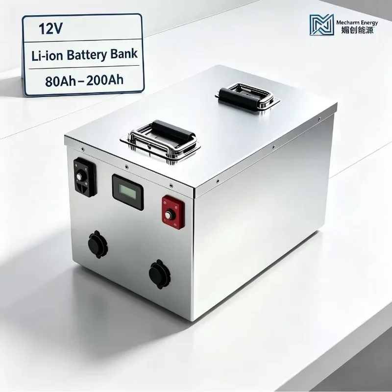 12V 80Ah‑200Ah Deep Cycle Lithium‑Ion Rechargeable Battery Pack, Integrated Smart BMS, Compatible With Off‑Grid Solar Setup, RV