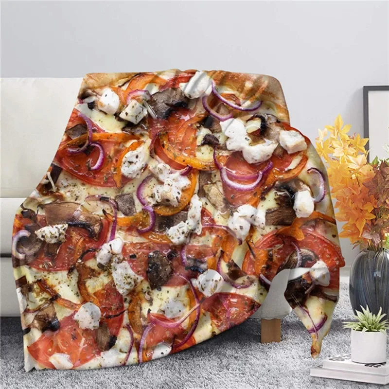 Tortilla Pizza Food Pattern Flannel Throw Blanket Soft Warm Lightweight Office Home All Season Blanket Adults Kids Camping Gifts