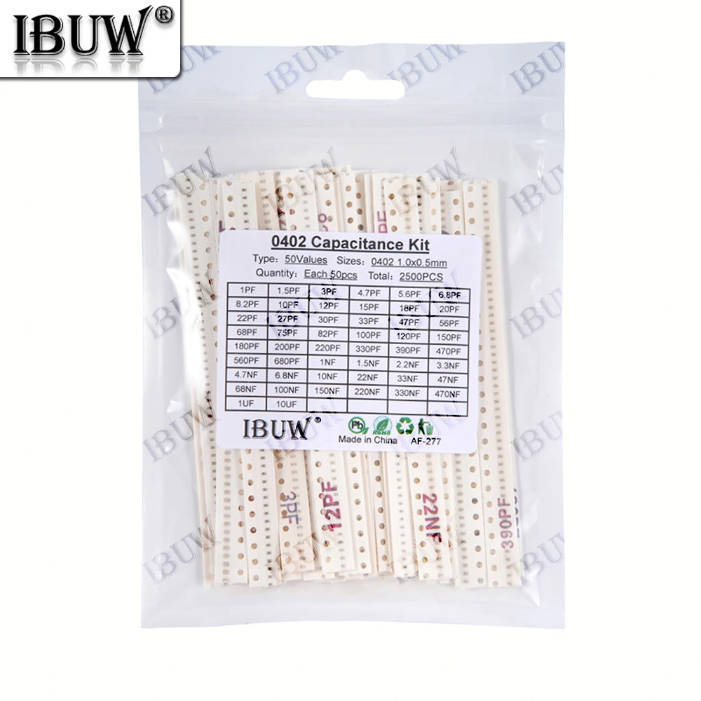 0402 0603 0805 1206 SMD Ceramic Capacitor Assorted Kit 1pF - 10uF 100PF 10NF 100NF 0.47UF 1UF Chip Capacitance Set