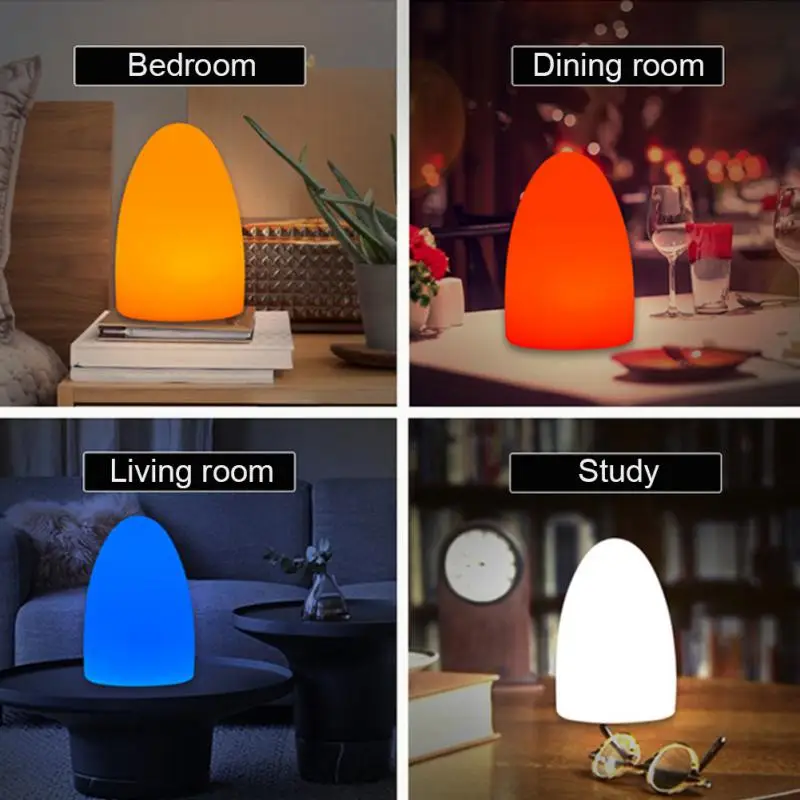 LED Night Lights USB Rechargeable Egg Shape RGB Pat Light Baby Feeding Sleeping Eye Protection Lamp Outdoor Bar Table Lamp