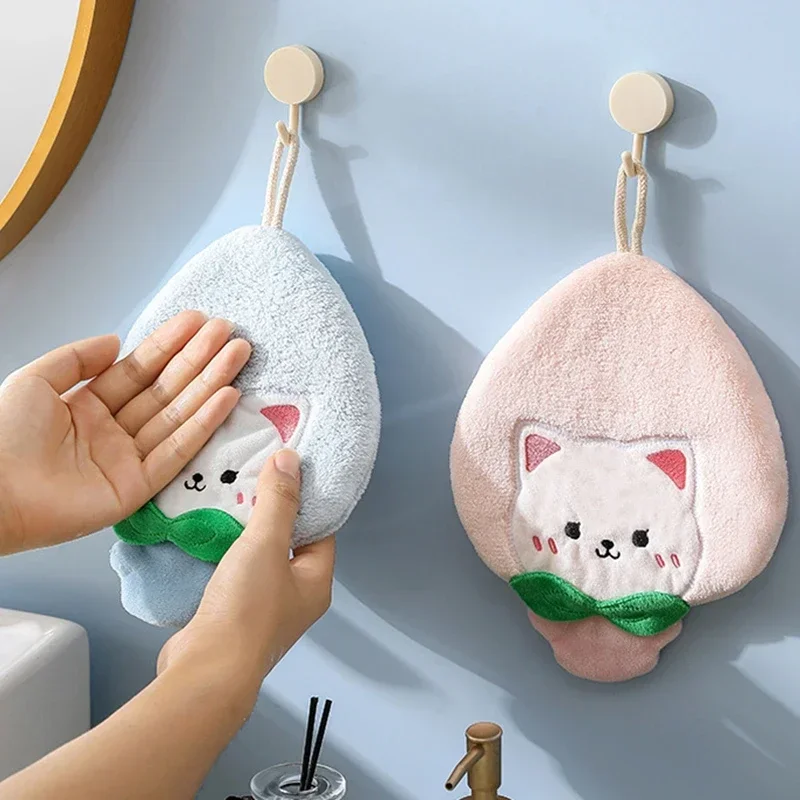 Cute Hand Towels Wipe Water Cloth Kitchen Hanging Towels Dishwashing Cloth Bathroom Quickly Dry Does Not Shed Lint Hand Towel