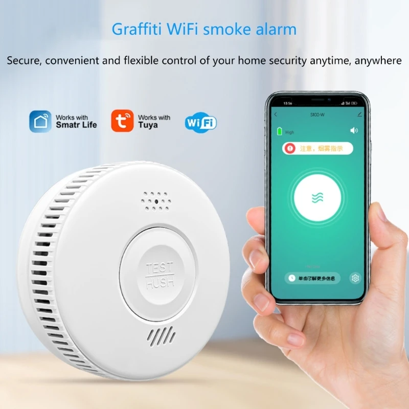 Slimme WiFi-rookmelders Rooksensor 2,4 GHz-verbinding voor HomeSecurity