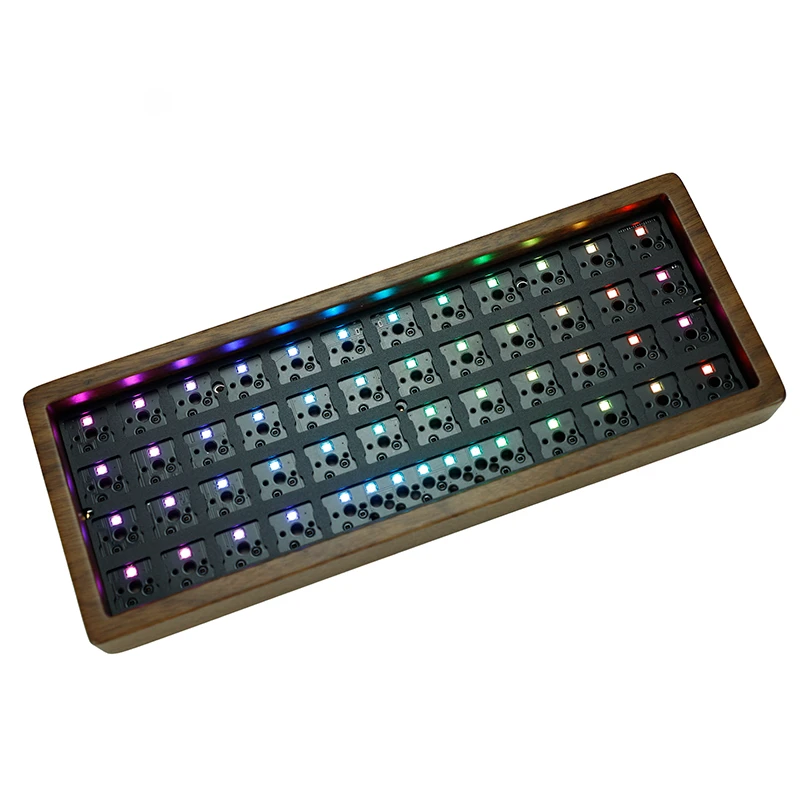 ECHOME 40% Wooden Mechanical Keyboard Wired Type-C Hot Swap RGB Gasket Custom Mini Office Gaming Keyboard Kit Support QMK VIA