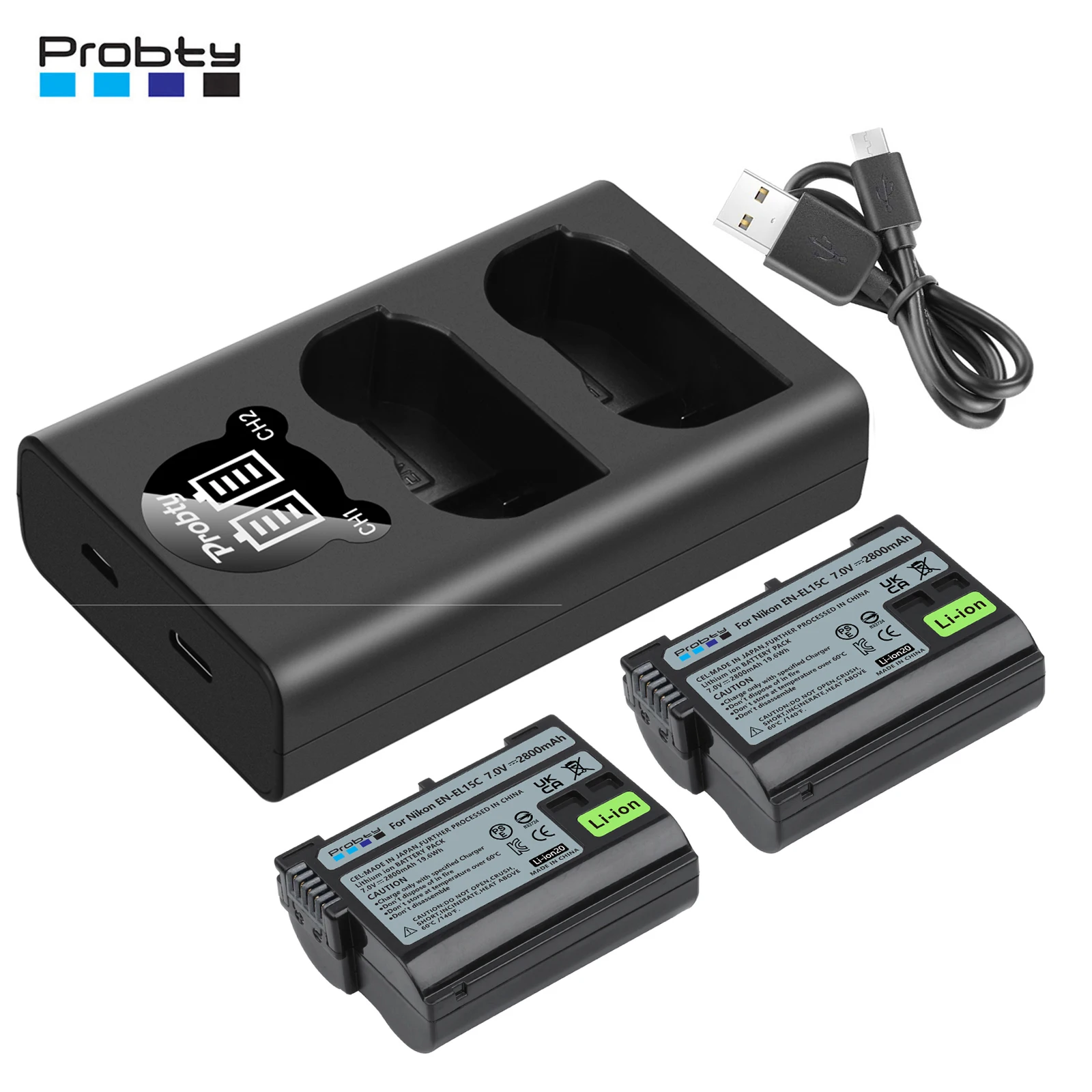 2800mAh EN-EL15 EN EL15 EL15A Battery + LED USB Charger Port For Nikon D500 D600 D610 D750 D7000 D800 D850 Z8