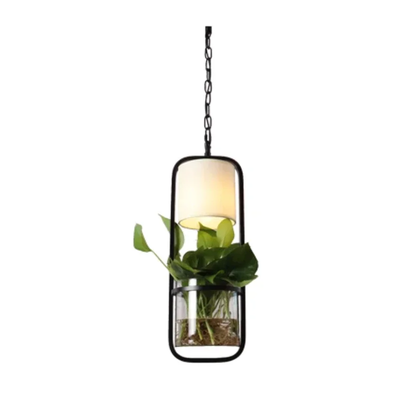 

Modern black cage pendant lights iron Glass Cloth lampshade droplight E14 loft hanging Lamp Plant pendant lamp