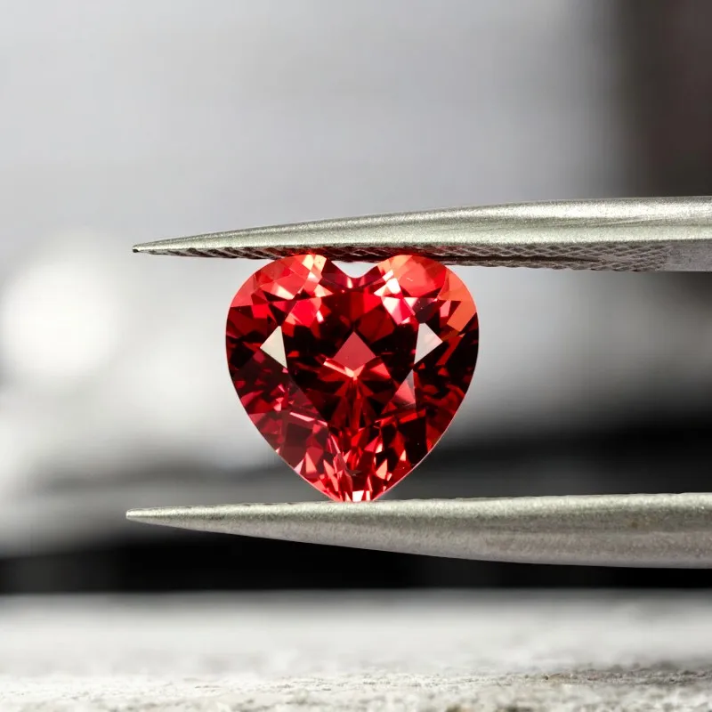 Heart Cut Lab Grown Sapphire Sunset Red Color for Charms DIY Advanced Jewelry Rings Making Materials with Certificate Wholesale 5