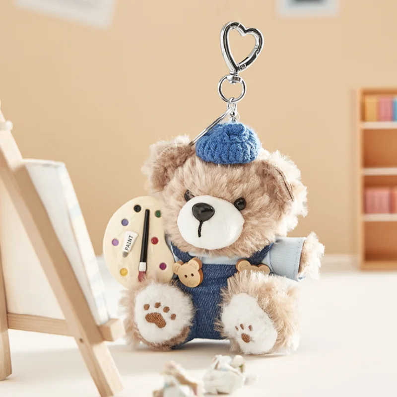 De groene feestschilder beer pluche hanger handgemaakt cadeau meisje schattige rugzak hangende decoratie meisje Halloween kerstcadeau