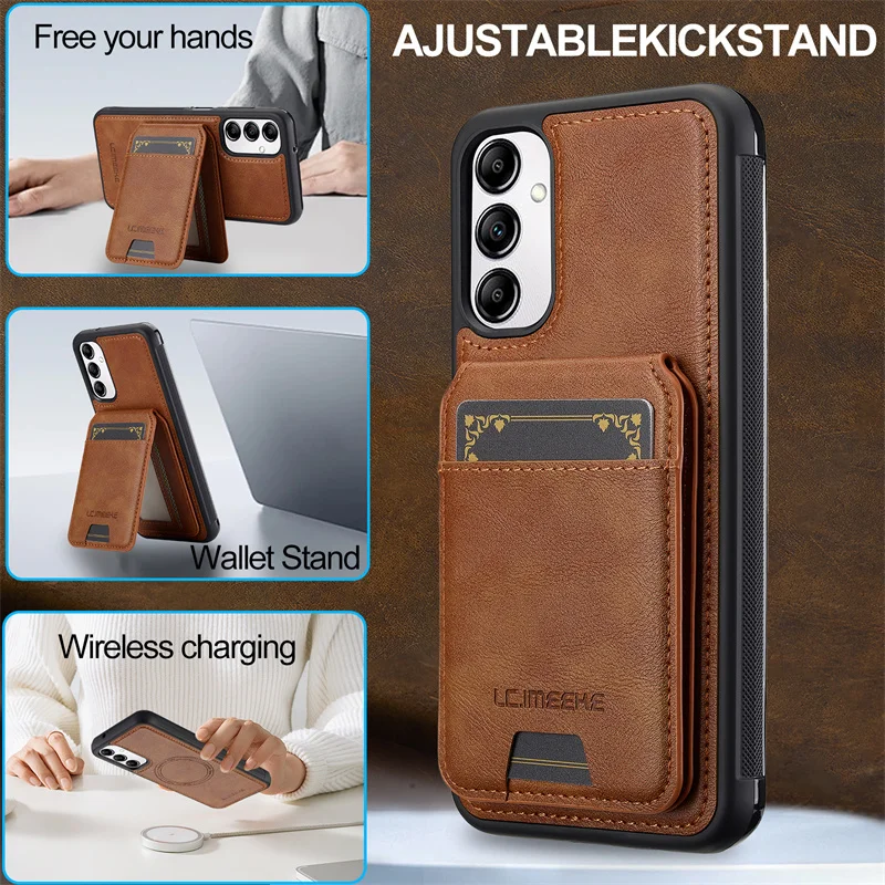 

Кожаный чехол Magsafe 2 в 1 для Samsung Galaxy A56 A36 A16 A15 A14 A34 A35 A55 A54 A53 A52 A17 с магнитным держателем для карт