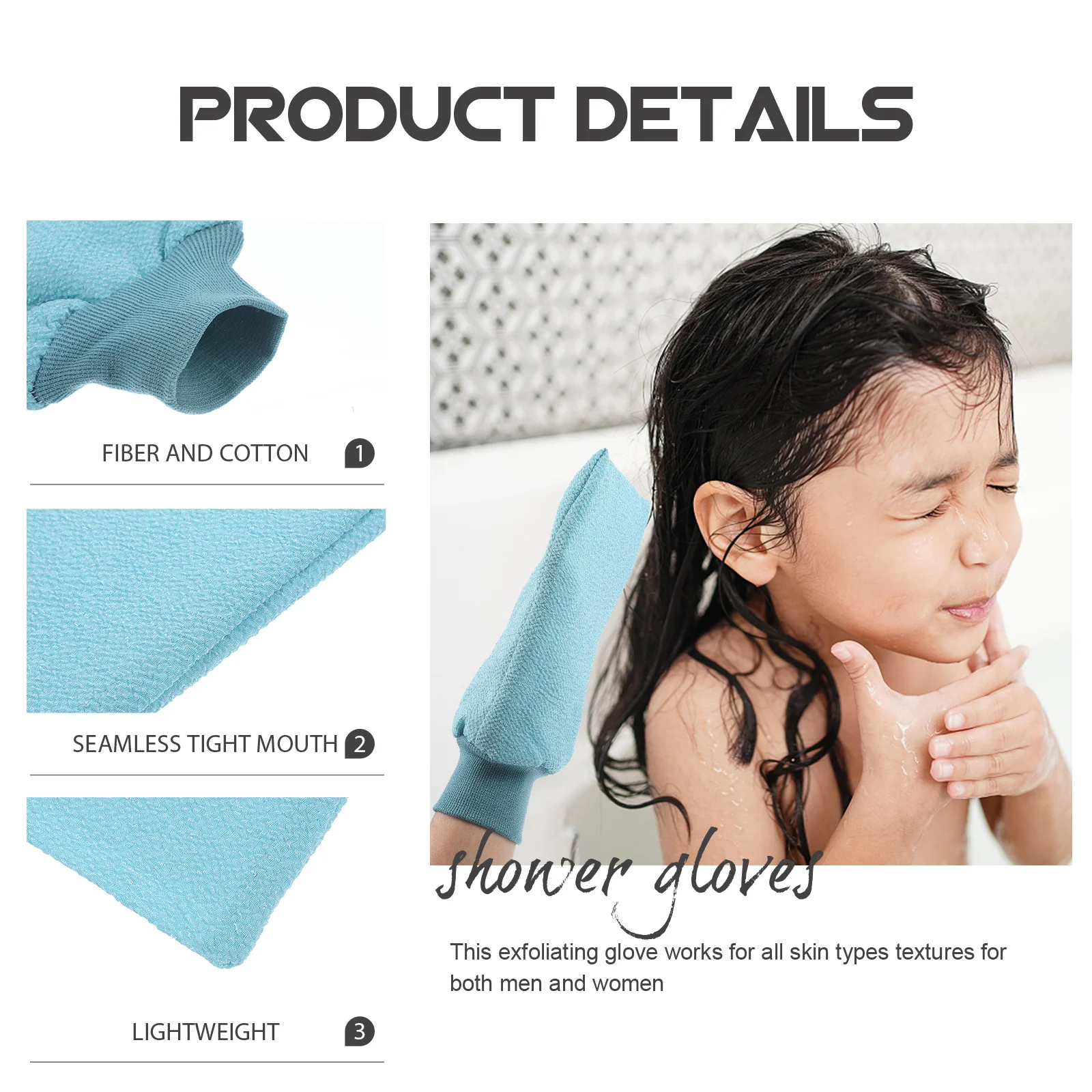 

3Pcs Shower Gloves Exfoliating Tough Yet Gentle on Skin Bath Scrubber Gloves for Men Women Body Cleansing Spa Experience