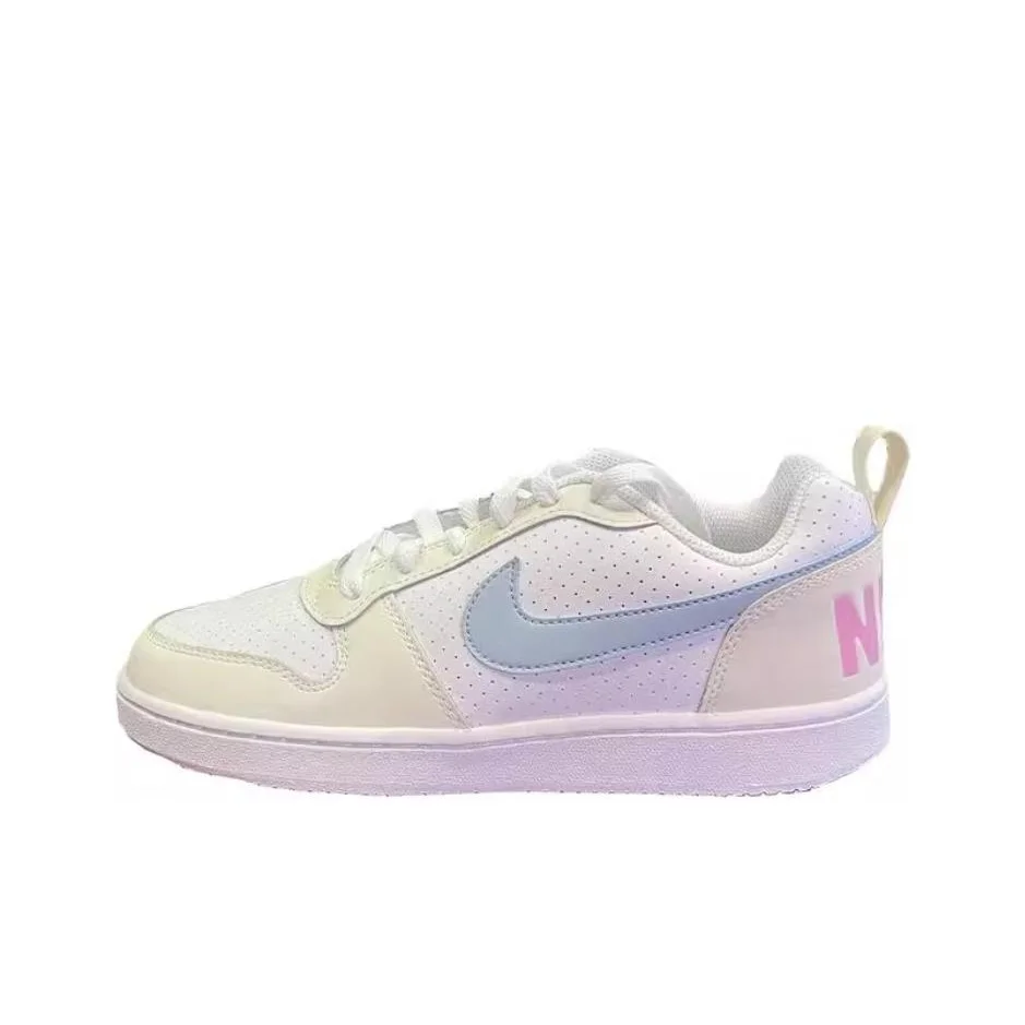 Nike Court Borough Wear resistant And Lightweight Low top Skateboard Shoes Women's White Yellow Blue HJ3492-141