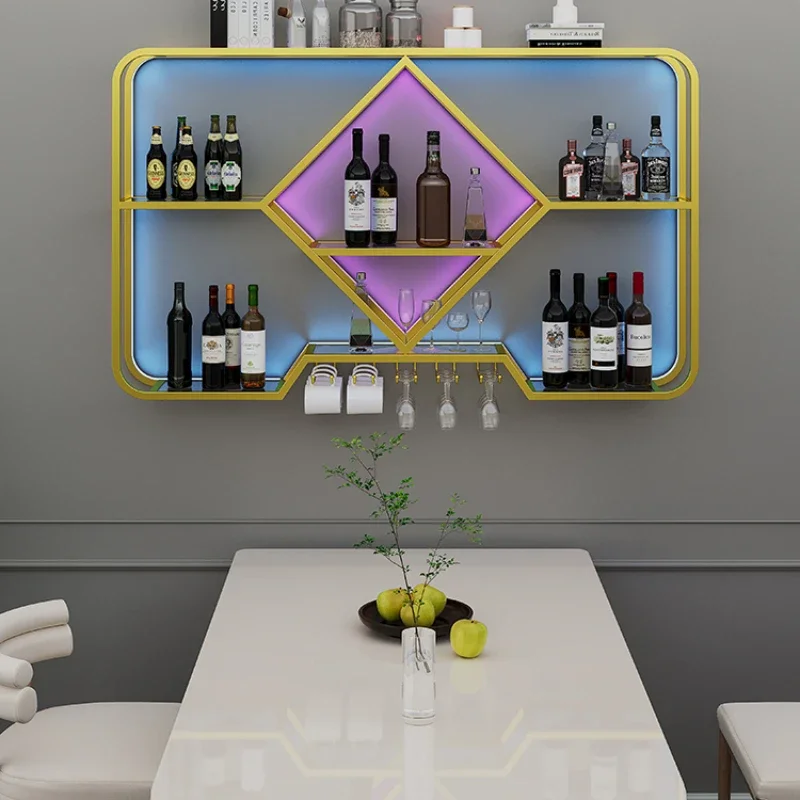 Wall wine rack, shelf, wall display rack, living room glass laminate wine cabinet, household wall hanging storage rack