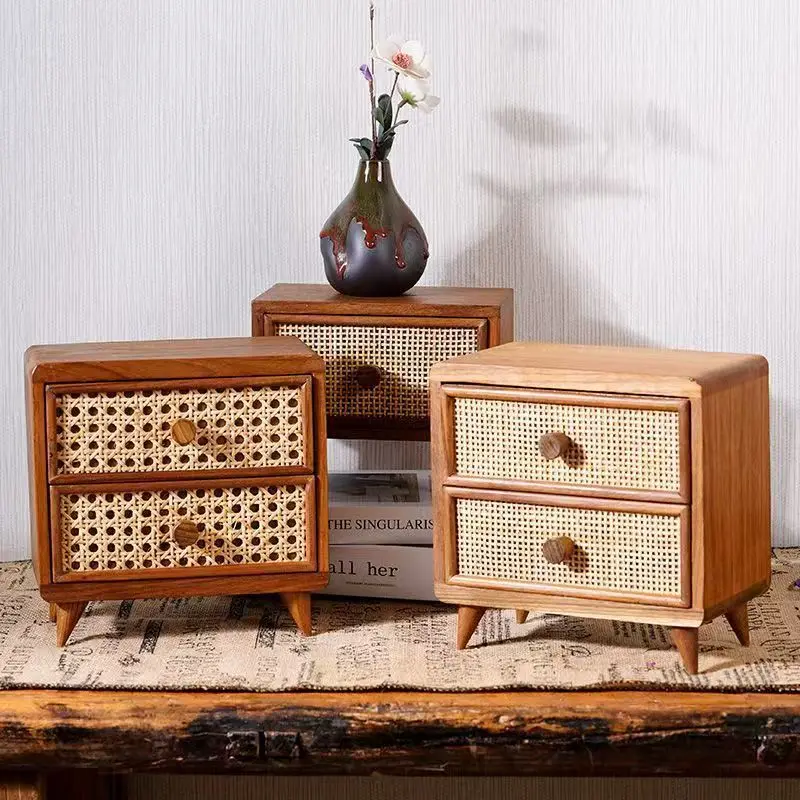 تخزين أشتات سطح المكتب، صندوق تخزين، نوع الدرج، رف سطح المكتب متعدد الطبقات، صينية ملفات خزانة تخزين الروطان الياباني #2