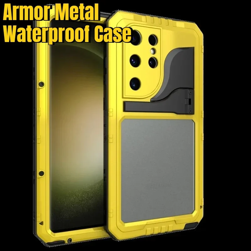

For Samsung S23 S23 Ultra Plus Military Shockproof Cover Screen Protector Stand New IP68 Heavy Duty Armor Metal Waterproof Case