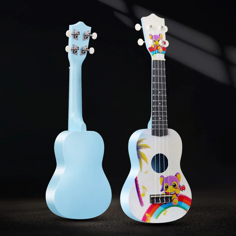 21 Inch Ukulele 4 Strings Guitar Cartoon Customized Ukulele Beginner Mini Guitar Stringed Musical Instruments Children's Gift