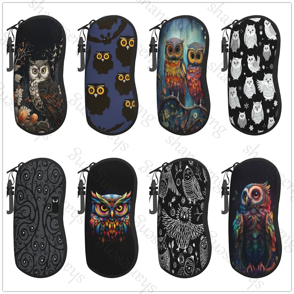 

The Owl Graphic Glasses Case Sunglasses Soft Case Ultra Light Portable Neoprene Zipper Glasses Case Portable zipper soft-shell