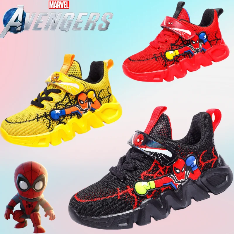 Marvel Spiderman 어린이 창조적 인 만화 애니메이션 디자인 미끄럼 방지 경량 통기성 캐주얼 편안한 운동화