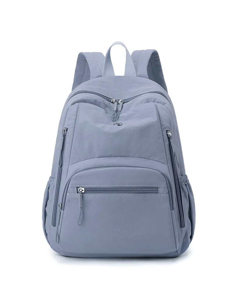 Light blue multi zipper casual backpack lightweight water resistant fabric suitable for students daily school use and casual