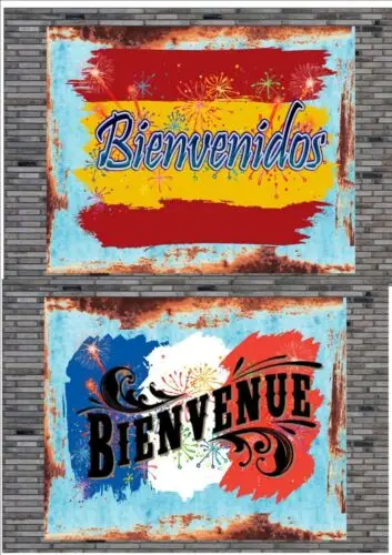 Bienvenue Welcome Plaque BIENVENIDO Sign Antique Style Wall Plaque Spain France