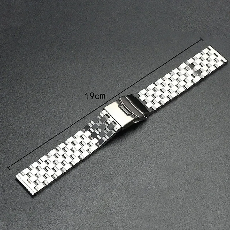 316L Solid Stainless Steel Watch Strap 18mm 20mm 22mm 24mm 26mm Double Safety Buckle Luxury Bracelet Men Women Metal Wrist Band