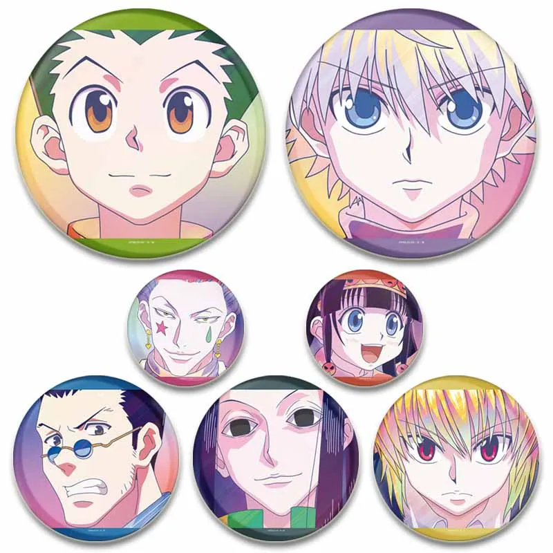 

Anime Hunter X Hunter HD Print Brooch Cartoon Figure GON Killua Kurapika Leorio Round Display Brooches Lapel Pins Jewelry Badge