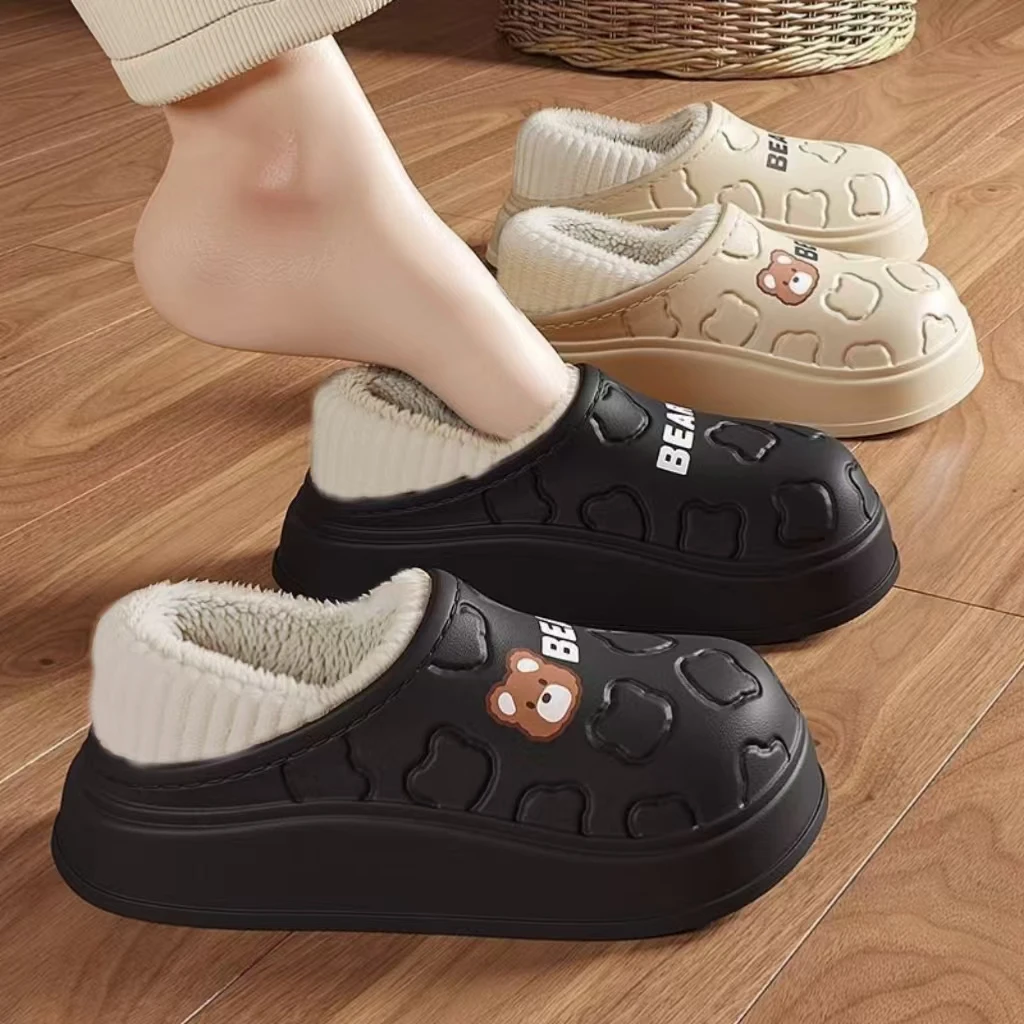 شباشب قطنية للرجال والنساء، موديل شتوي جديد، مضادة للانزلاق، دافئة ومبطنة، مقاومة للماء، أحذية منزلية سهلة الارتداء