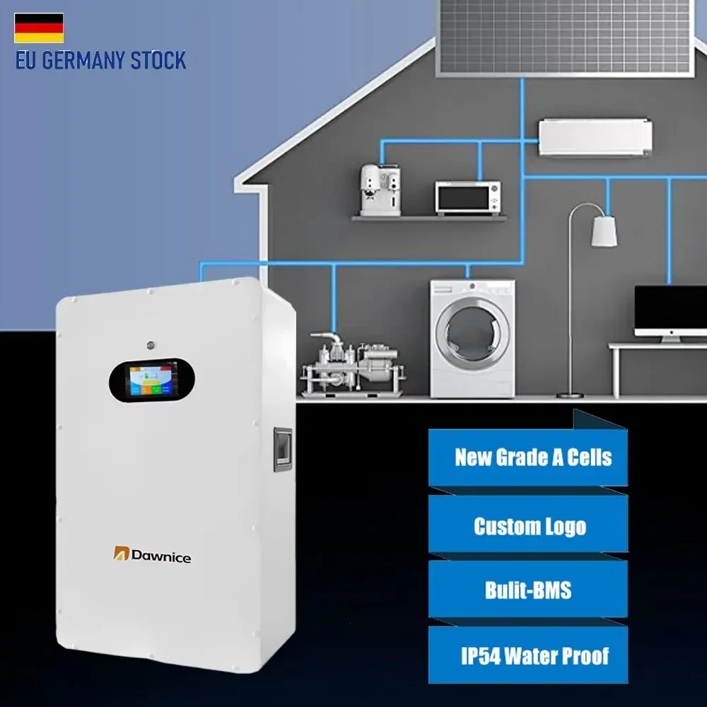 Batterie murale au lithium pour la maison, haute qualité, 51.2V, 200Ah, 320Ah, 16 souverains, 5KWH, 10KWH, 15KWH, 20KWH, veFeO4