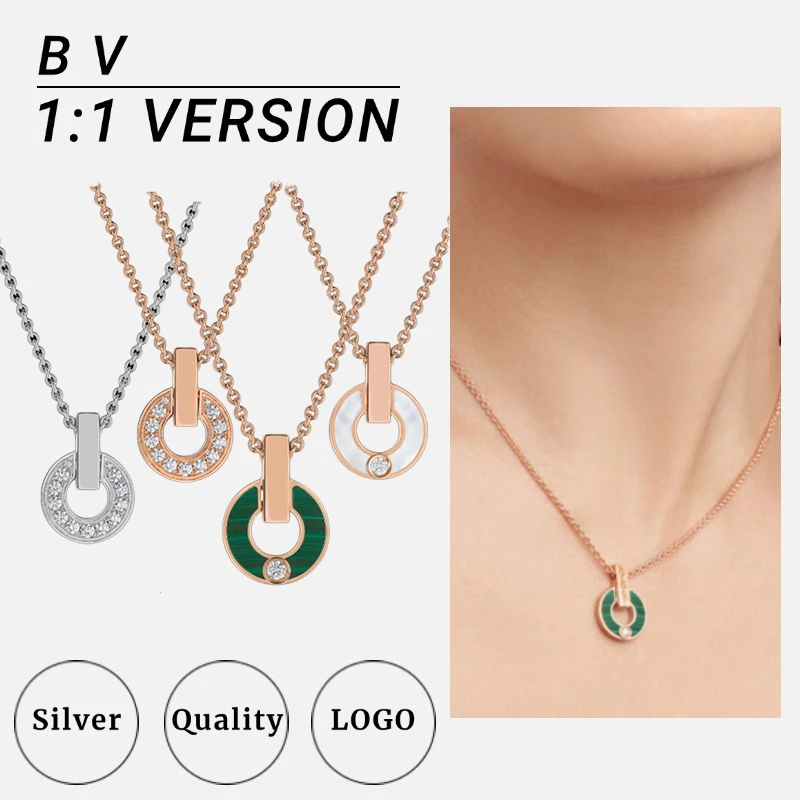 Luxury Jewelry Official Website Ceramic B V Diamond Necklaces S925 Silver Pendant Jewellery Women's Bulgarian Style