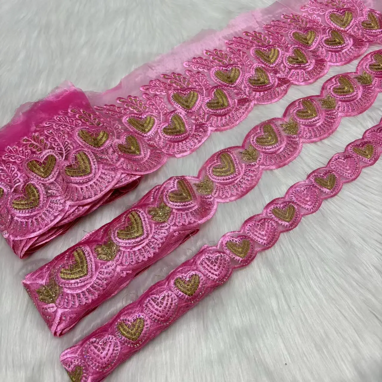 15 Yards Pretty Oaganza Lace Trim DIY Accessories Rhinestones Crafts Laces For Nigerian Women Sewing Guipure Material 3Pcs Sets