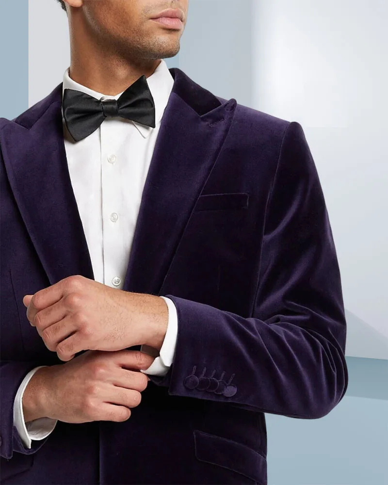 Otoño nuevo traje de banquete de terciopelo púrpura chaqueta de traje de terciopelo para banquete de negocios Blazer