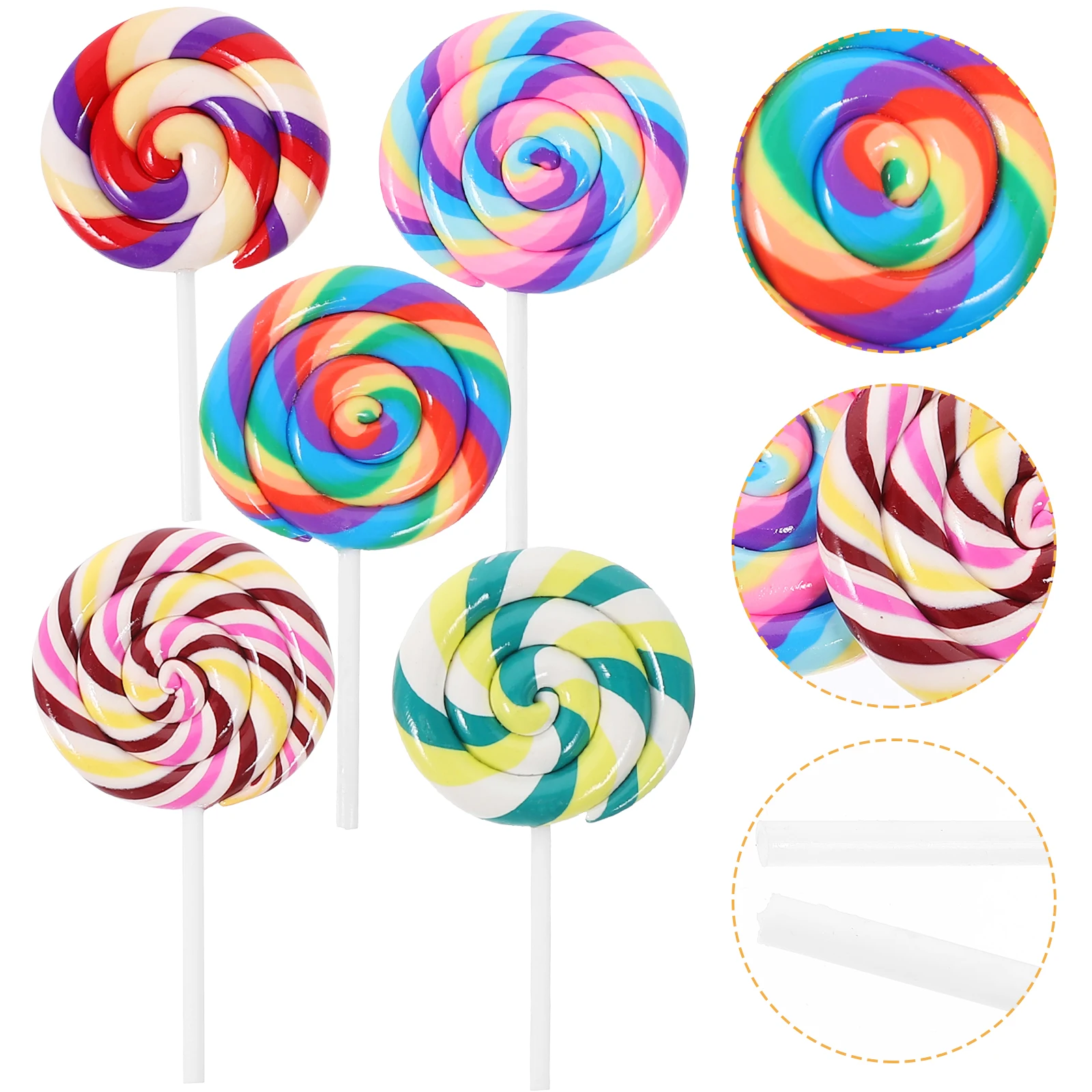 

5pcs Simulation Lollipop Large Pink Clay Charms Giant Fake Candy Decorations Artificial Crafts Big Accessories Montessori