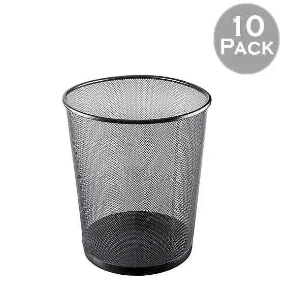 Ybmhome Steel Mesh Round Open Top Waste Basket Bin Trash Can for Office Home (10, Black)