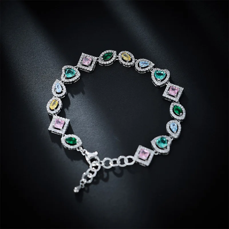 

women bracelet silver gold color shiny zirconia elegant party jewelry