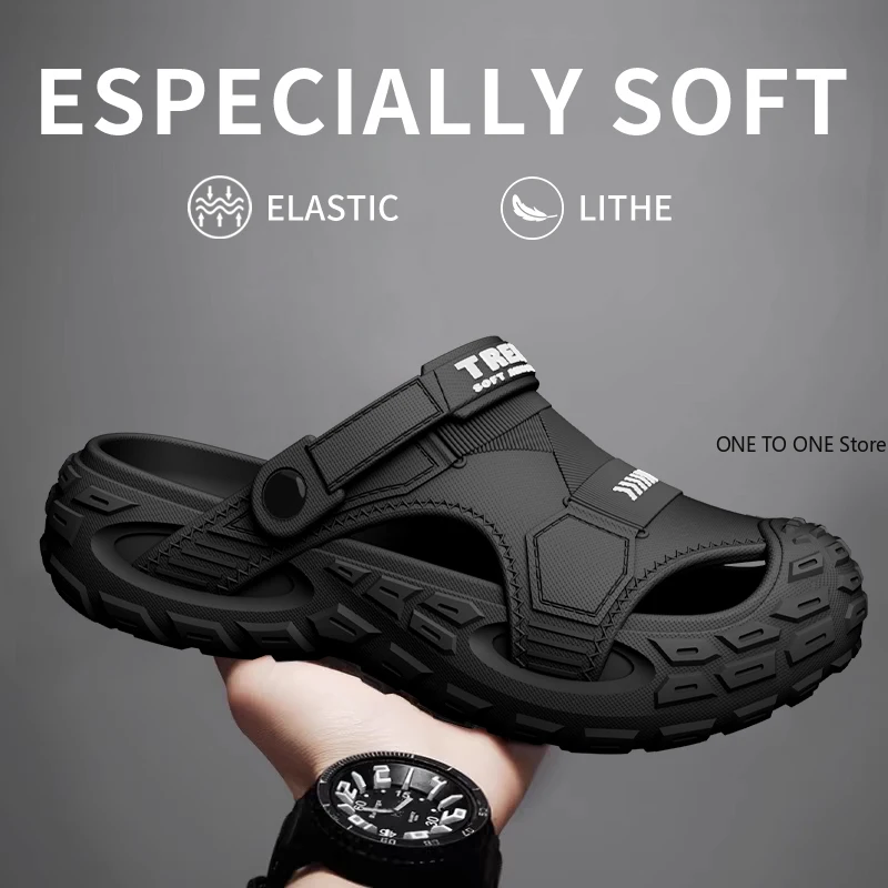 

EVA Sandals for Men in Summer, Thick Soft Soled for Outdoor Wear, Beach Shoes for Casual Sports, and Perforated Shoes Wholesale