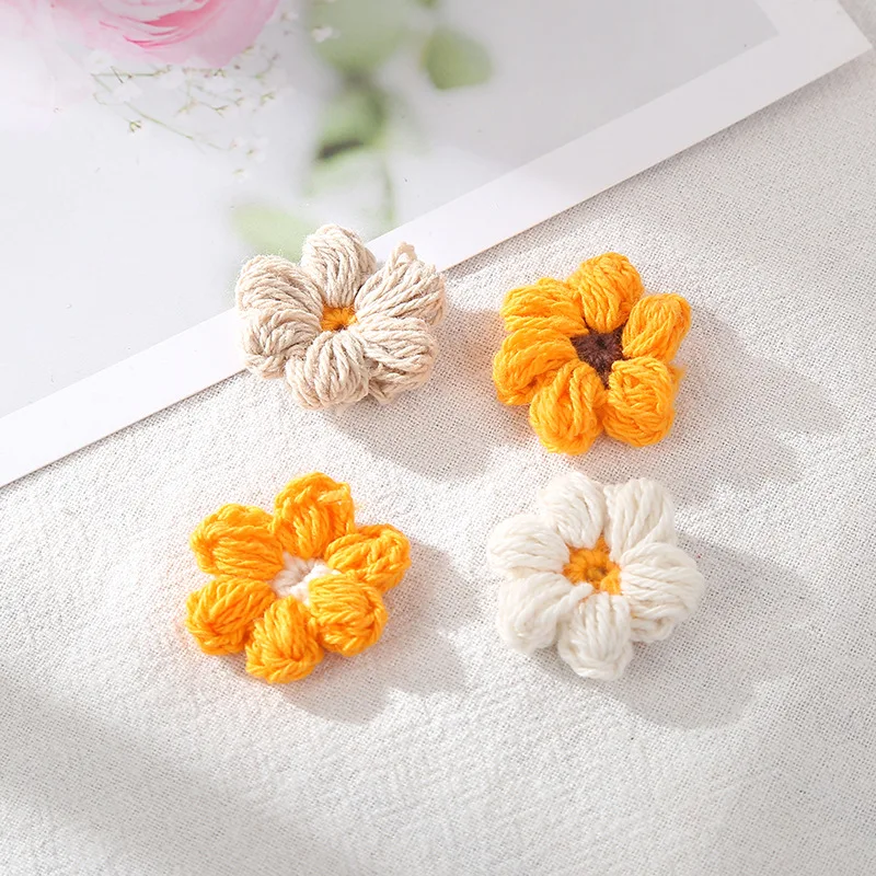 10PCS 2.5CM Hand Hook Three-dimensional Flower DIY Woven Small Flower Home Textile Clothing Hairpin Decoration Accessories