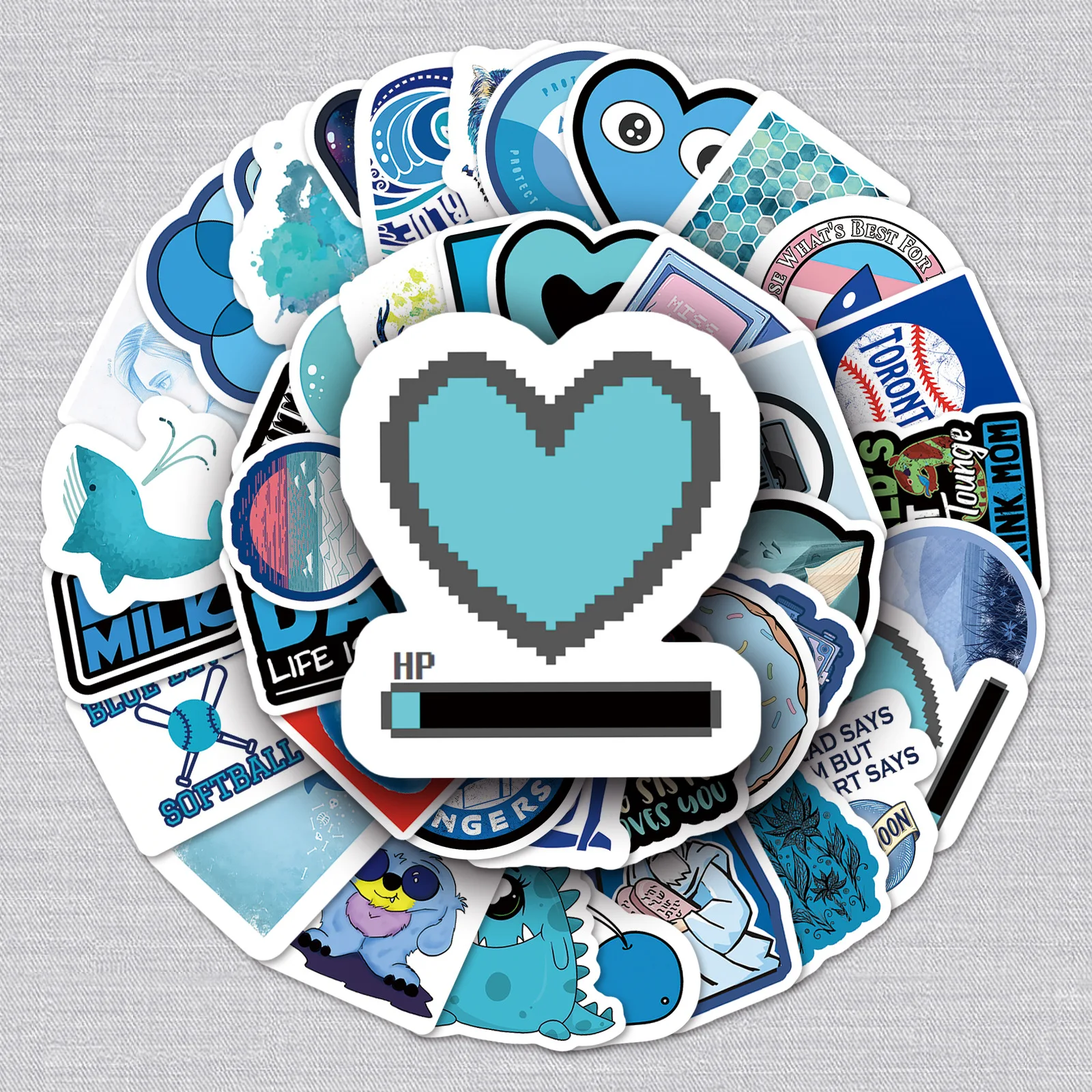 

wholesale Sticker Factory 59 Sheets Blue Series Non-repeating Graffiti Luggage Car Waterproof Self-adhesive Refrigerator