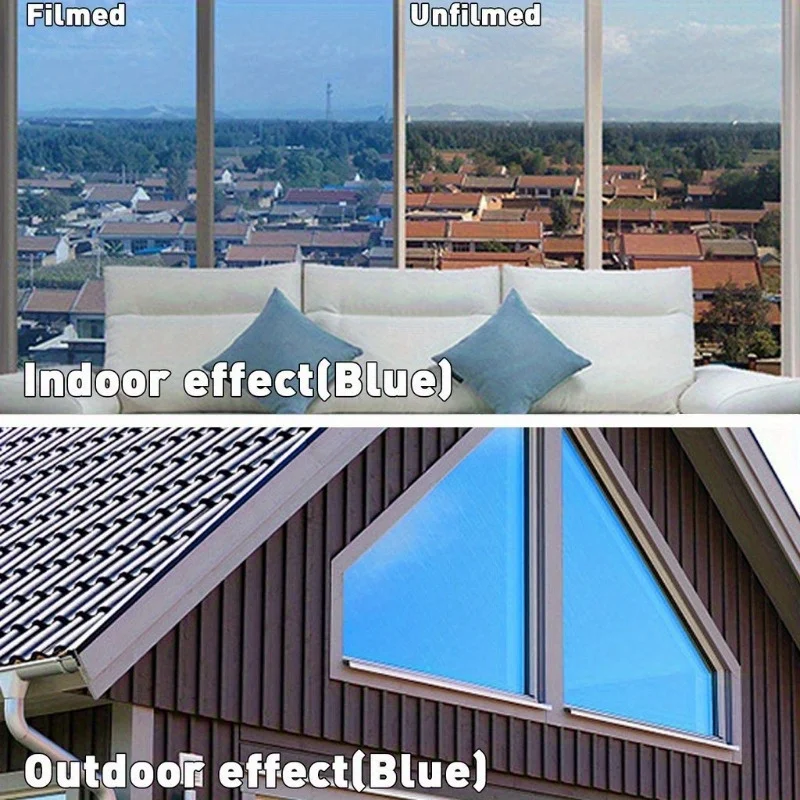 1pcs 19.68*118.11in 안티 UV 창 필름 개인 정보 보호 태양 차단 거울 반사 색조, 열 제어 창 스티커 및 Offic