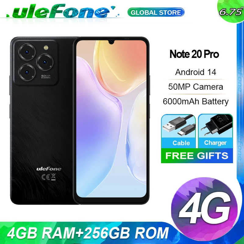 Ulefone Note 20 Pro,4ГБ+128ГБ/256ГБ,6000mAh,Unisoc T606,6.75