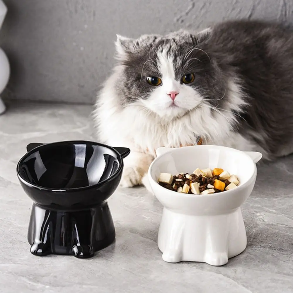 Anti Knock Ceramic Cat Bowl Cute Creative Dog Food Feeding Basin Large Capacity Non-slip Pet High Foot Bowl Kitten Puppy