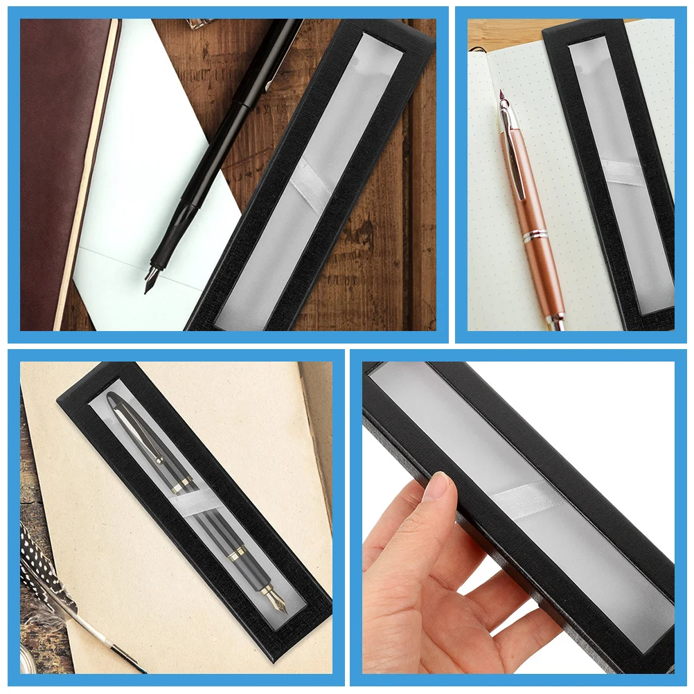 

6Pcs Pencil Case Paper Pen Storage Box Large Capacity Transparent Window Fountain Pen Packing Box Gift Small Pencil Case