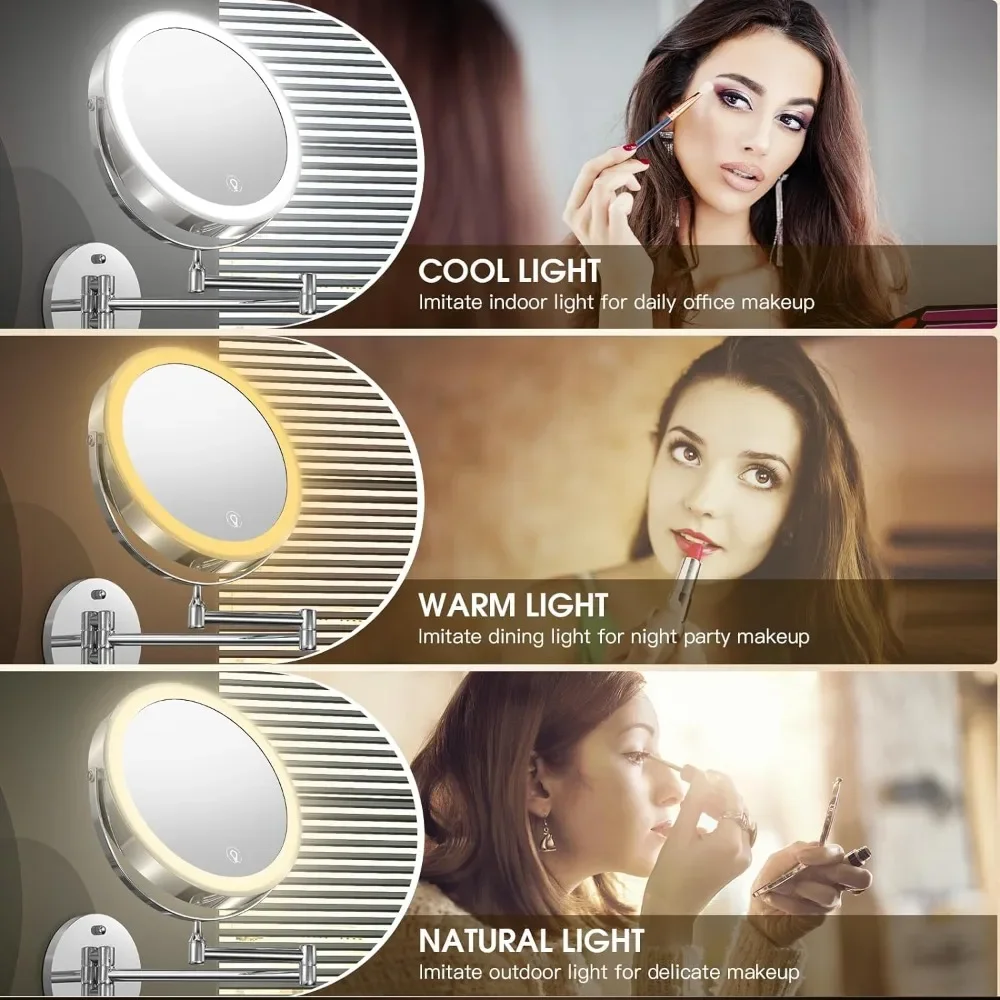 Wall Mounted Lighted Makeup Mirror, 8