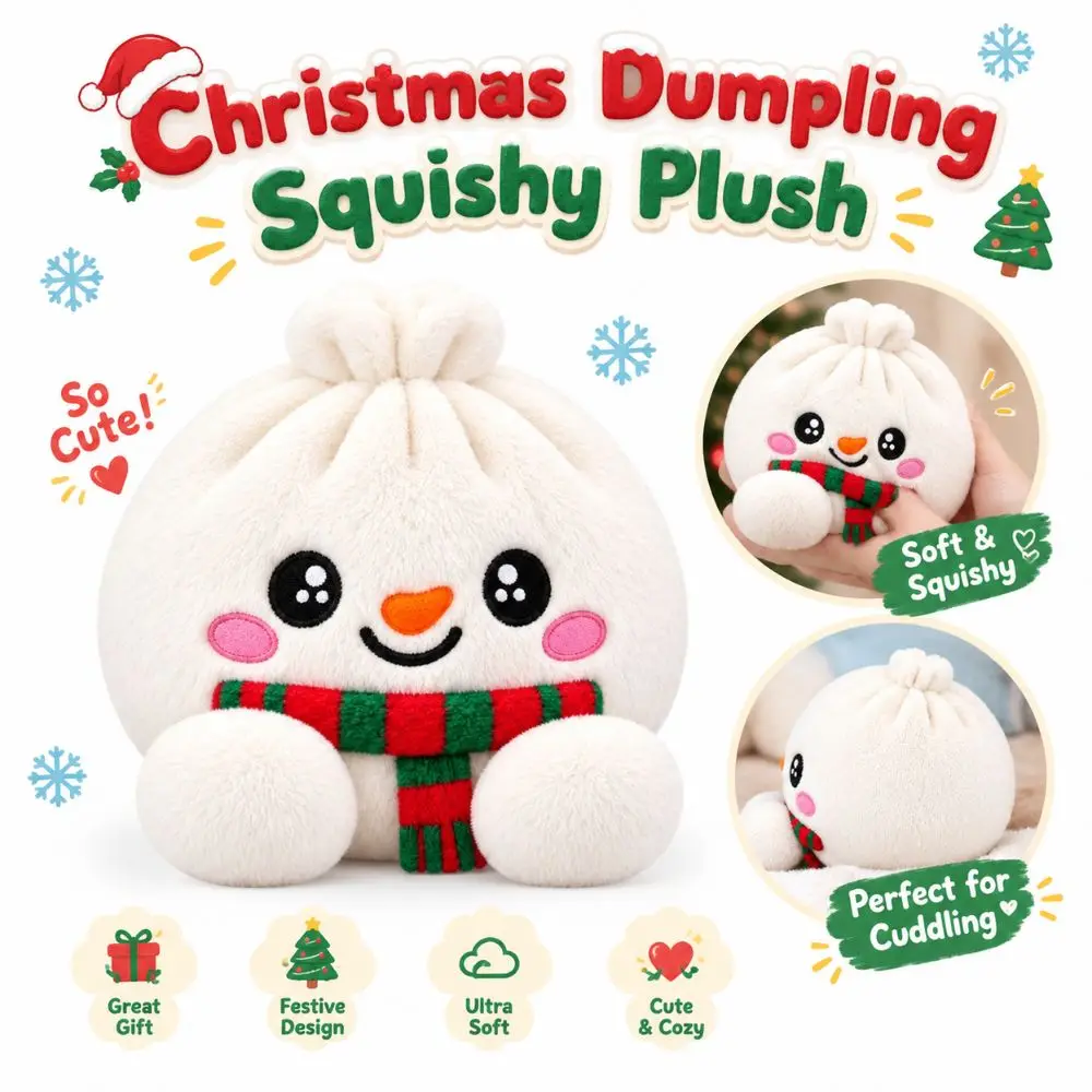 Gifts Soft Christmas Dumpling Squishy Snowflake Pattern Squeezy Stress Relief Squeeze Toy Bowknot Decor